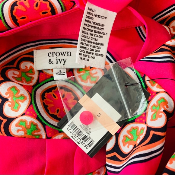 Crown & Ivy / Pink Green Orange Floral Circle - Picture 7 of 8